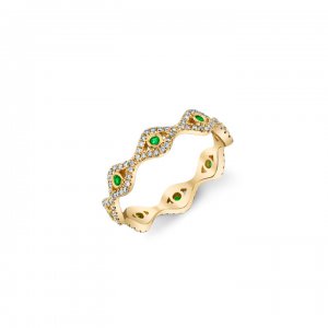 Gold & Diamond Small Bezel Evil Eye Eternity Ring