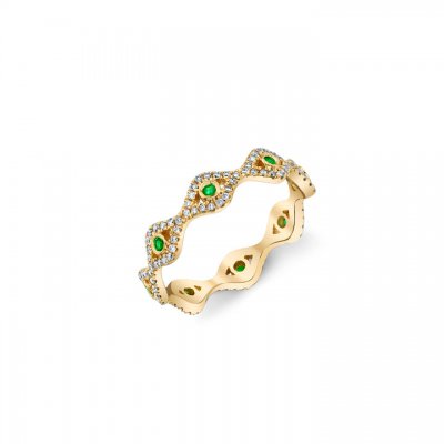 Gold & Diamond Small Bezel Evil Eye Eternity Ring