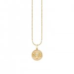 Gold & Diamond Aries Zodiac Medallion Necklace