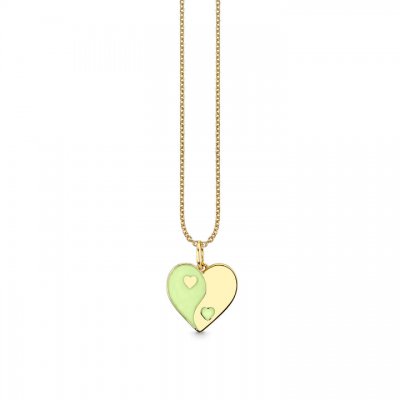 Gold & Enamel Yin Yang Heart Charm