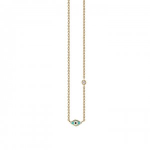 Little Loves Gold & Turquoise Mini Enamel Evil Eye Necklace