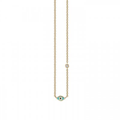 Little Loves Gold & Turquoise Mini Enamel Evil Eye Necklace