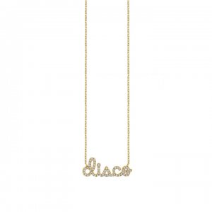 Gold & Diamond Disco Script Necklace