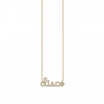 Gold & Diamond Disco Script Necklace