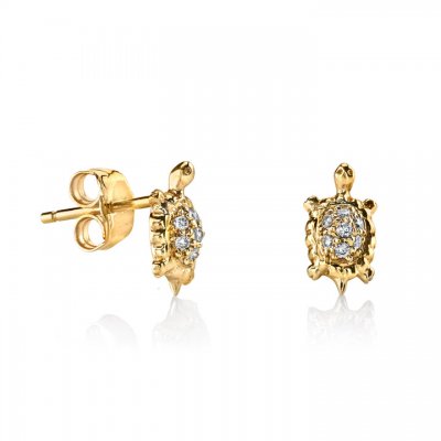 Gold & Diamond Turtle Stud