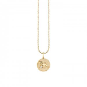 Gold & Diamond Leo Zodiac Medallion