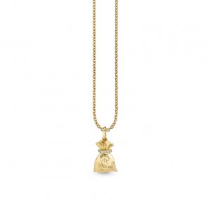 Gold & Diamond Money Bag Charm