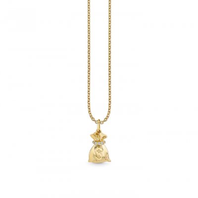 Gold & Diamond Money Bag Charm