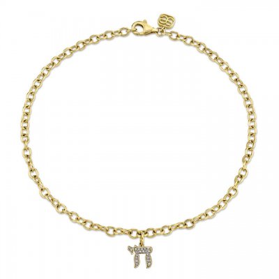 Gold & Diamond Chai Anklet