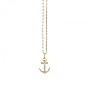 Gold & Pave Diamond Anchor Charm