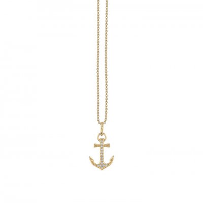 Gold & Pave Diamond Anchor Charm