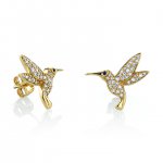 Gold & Diamond Large Hummingbird Stud