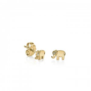 Gold Plated Sterling Silver Elephant Stud Earrings