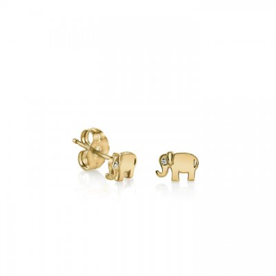 Gold Plated Sterling Silver Elephant Stud Earrings