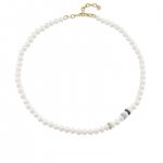 Men's Collection Gold & Diamond Rondelles Freshwater Pearl Necklace