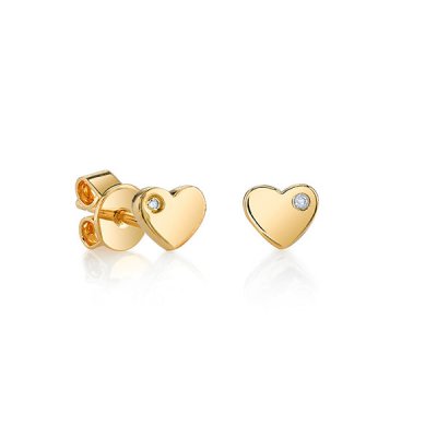 Gold Plated Sterling Silver Heart Stud Earrings