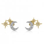 Gold & Diamond Moon and Starburst Stud