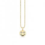 Little Loves Gold & Diamond Star Eyes Happy Face Necklace