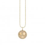 Gold & Pave Diamond Protection Tableau Medallion Charm