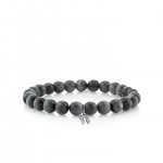 Men's Collection White Gold & Diamond Chai on Grey Cat's Eye