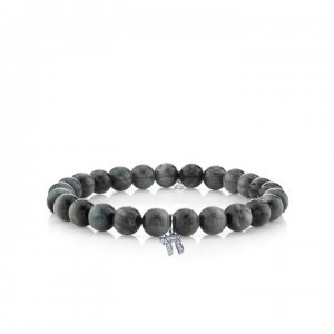 Men's Collection White Gold & Diamond Chai on Grey Cat's Eye