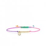 Gold & Diamond Tiny Happy Face Cord Bracelet