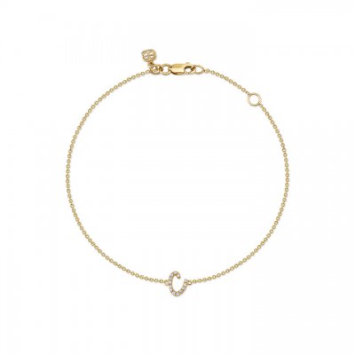 Gold & Diamond Small Initial Bracelet