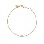 Gold & Turquoise Mini Enamel Hamsa Bracelet with Bezel Set Diamond