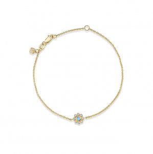 Gold & Diamond Bezel Enamel Flower Bracelet