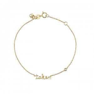 Gold Plated Sterling Silver Taken Bracelet with Bezel Set Diamond