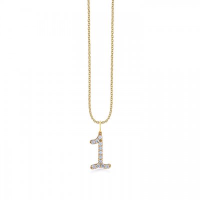 Gold & Diamond Large Number Charm