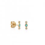 Gold Turquoise Diamond Bezel Stud