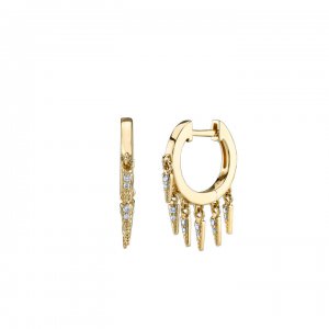 Gold & Diamond Fringe Huggie Hoops