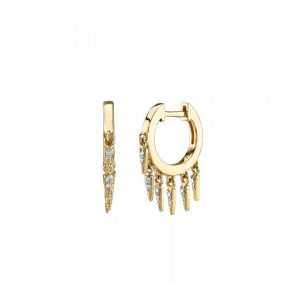 Gold & Diamond Fringe Huggie Hoops