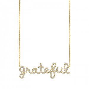 Gold & Diamond Grateful Script Necklace