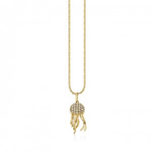 Gold & Diamond Jellyfish Charm