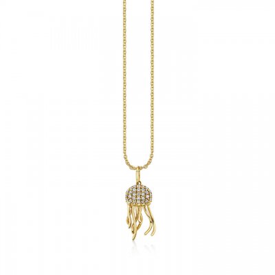 Gold & Diamond Jellyfish Charm