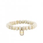 Gold & Diamond Heart Open Icon on Cream Moonstone