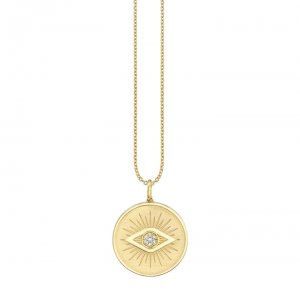 Gold & Diamond Evil Eye Coin Charm