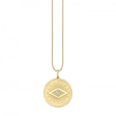 Gold & Diamond Evil Eye Coin Charm