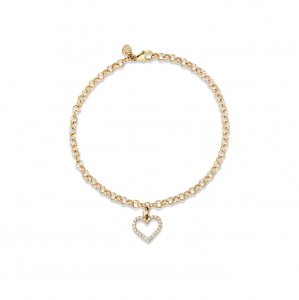 Gold & Diamond Open Heart Bracelet