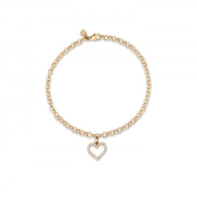 Gold & Diamond Open Heart Bracelet