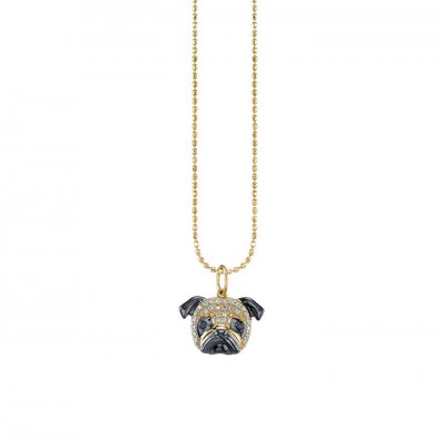 Gold & Pave Diamond Pug Charm