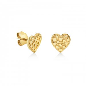 Gold Nugget Heart Stud