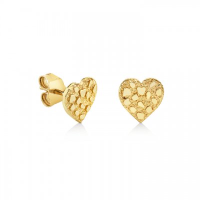 Gold Nugget Heart Stud