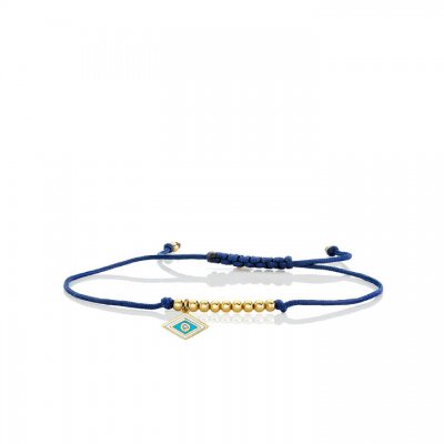 Gold & Enamel Tiny Groovy Eye Cord Bracelet