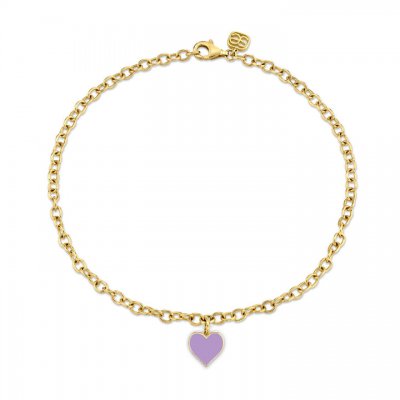 Gold & Enamel Small Heart Anklet