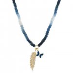 Gold & Diamond Butterfly & Feather Sapphire Necklace