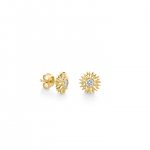 Gold & Diamond Sunburst Stud