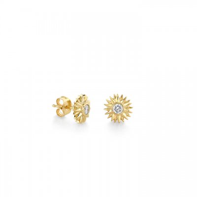 Gold & Diamond Sunburst Stud